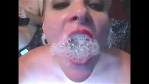 Cum fetish people only. Bubbles in a mouthful of cum.
