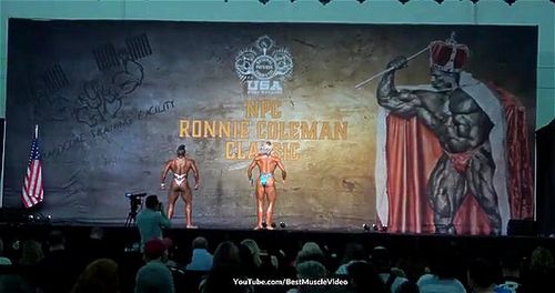 blonde, amateur, stage show, muscle girl