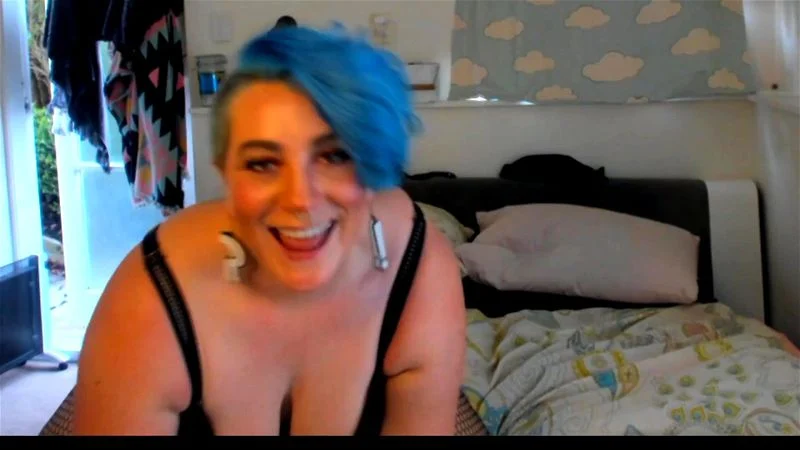 blue hair thick tease