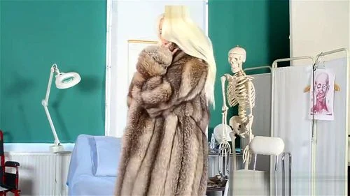 blonde, fur coat, masturbation, fur coat babe