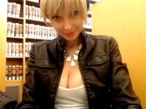 blonde, amateur, public, library