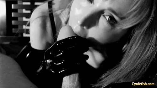 latex gloves, black and white, amateur, blonde