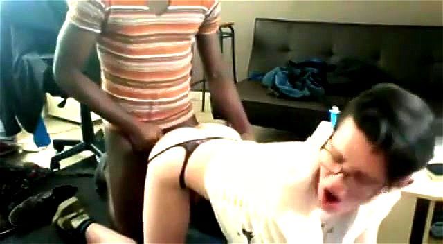 Cute white twink sucks and take black pipe