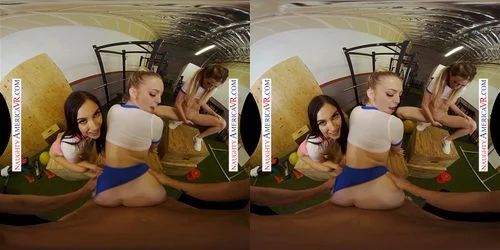 groupsex, virtual reality, blowjob, small tits