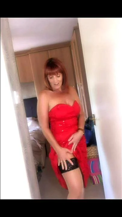 red, mature, dress, sexy