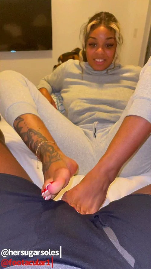 bbc footjob, footjob cumshot, big dick, ebony