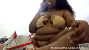 BBW teen stuffing and chugging