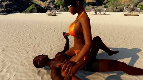 vacation sex, ebony, big tits, cartoon porn