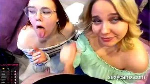 Two horny chubby chicks suck and ride hard cock live at sexycamx.com