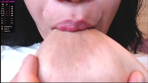 nipple licking, webcam tits, solo, big tits