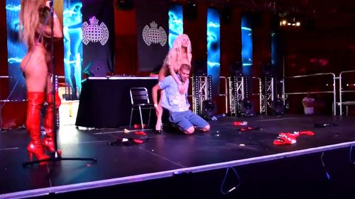 Stripper plays with guy from audience