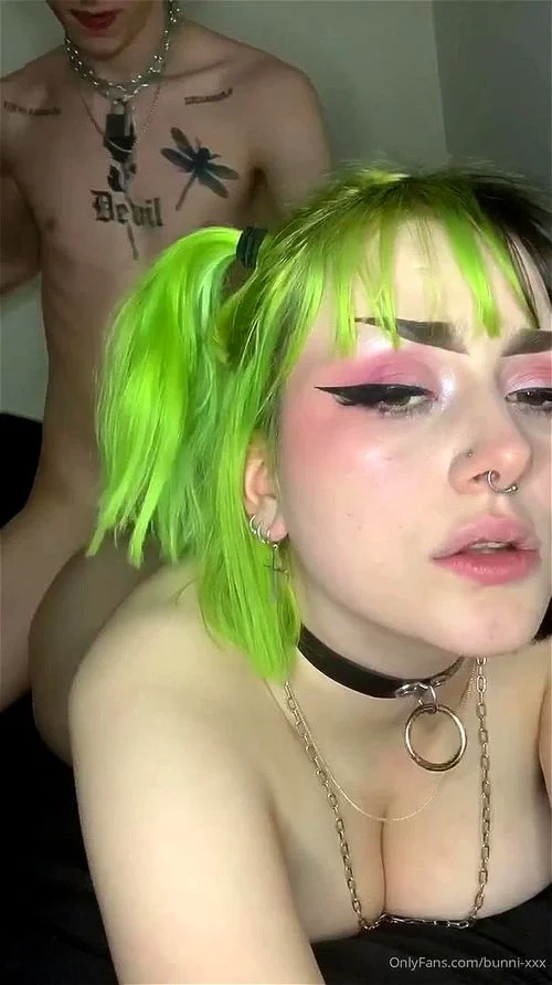 green hair, anal, creampie, white girl