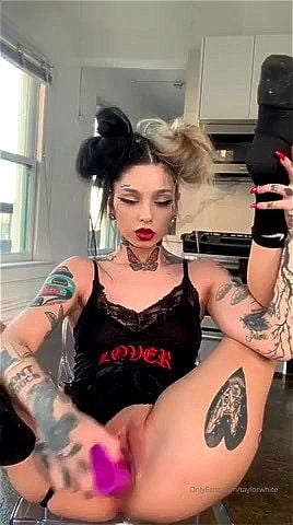 taylor white, goth girl, tattoos, cam