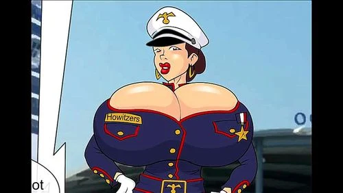 officer juggs, animated, mature, big tits