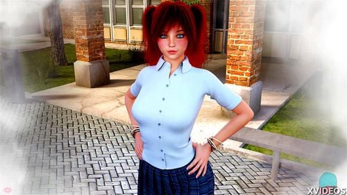 redhead, visual novel, pov, big tits