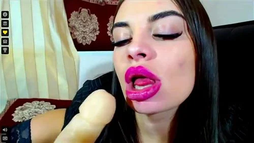 pov, big lips, dildo blowjob, masturbation