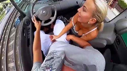 driving, big tits, blowjob, pov