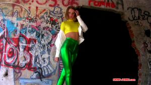 olga v shiny green spandex