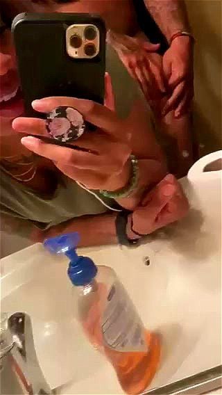 Ebony gf gets caught in bathroom at a party