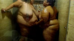 Two Latina SSBBWs in a shower