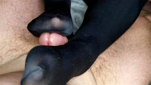 Dirty talking nylon footjob