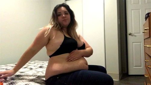 belly stuffing, big tits, weight gain, bbw