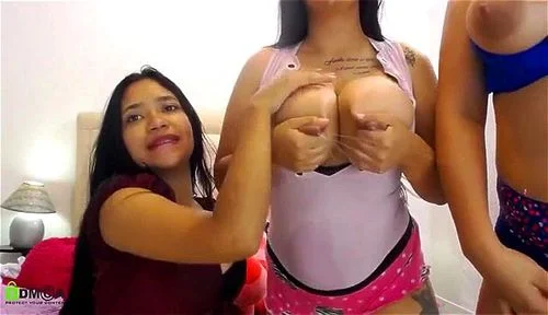 threesome, latina, big tits