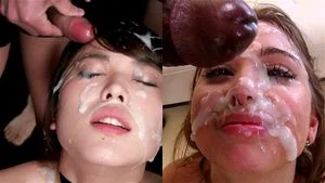 Split-screen (blowjob and facials) thumbnail