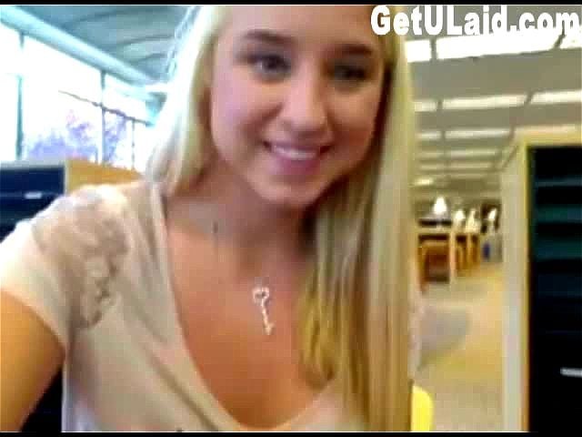 Stacked Babe Squirts in the Library On Webcam