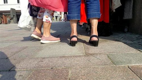 high heels, granny, public, feet