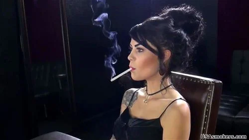 smoking brunette