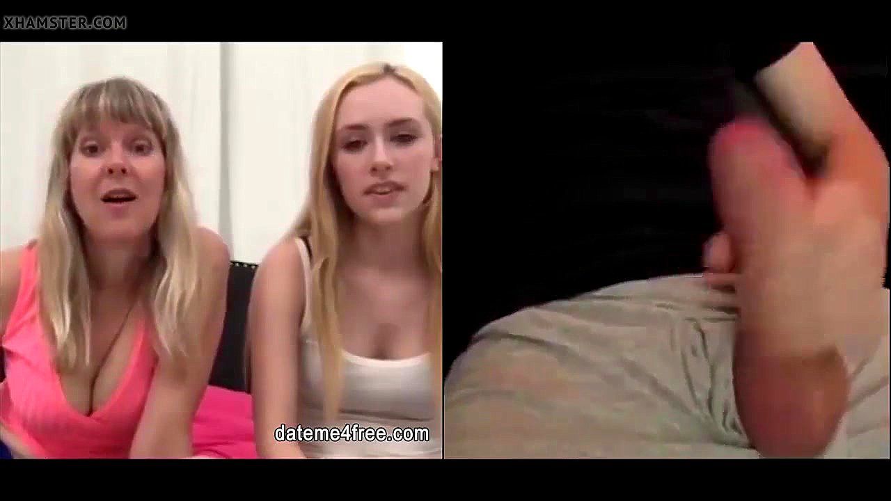 Mother and daughter flashing