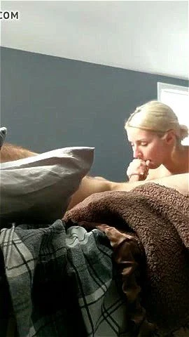 Hot blonde massages cock with mouth