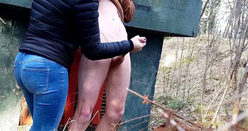 Huge cumshot handjob in the woods Huge cumshot handjob in the woods