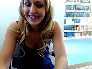 1 hour of Blonde chick masturbating in a public library