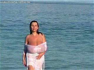 Big Tit Granny On Beach - Watch Milena Velba Beach Dress - Big Tits, Big Natural Tits, Mature Porn -  SpankBang
