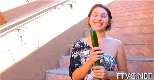 Brunette Playing With Veggies