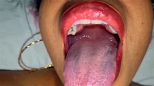 Ebony tongue and mouth in slow motion
