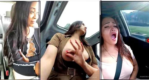 girls in car, big tits, car sex