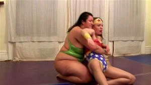 BBW wrestle skinny girl