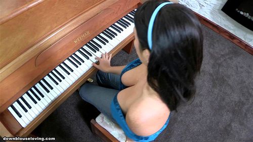 Naughty brunette Ellie is one of a kind mature woman with big tits washing the dishes and cleaning the house with her downblouse