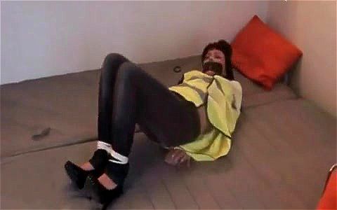 Tied up slut loves it