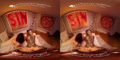 tattoo, virtual reality, threesome, vr