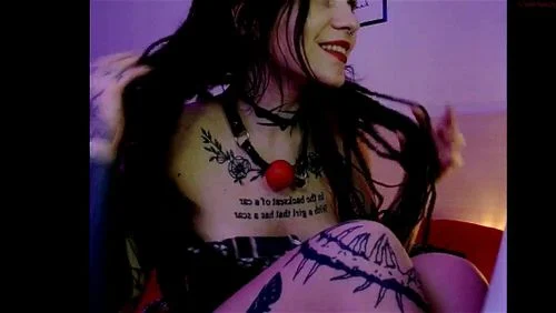 gothic tattooed slut, smoking, brunette, webcam