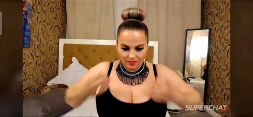 Busty beautiful bbw mom showing her big round boobs on cam