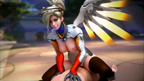 mercy, tracer, big tits, 3d animation