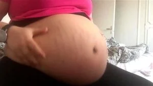 BBW belly play with button pop