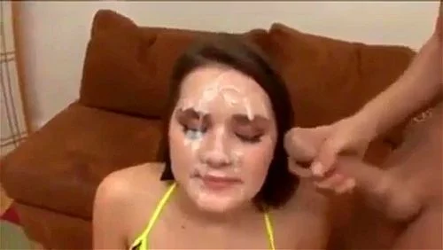 Abby Cross has her face covered in cum