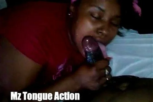 mz tongue action, blowjob, Mz Tongue Action, ebony