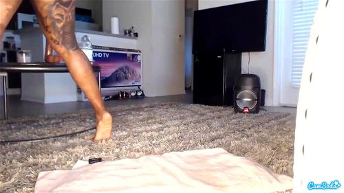 Tatted Ebony dildo ride